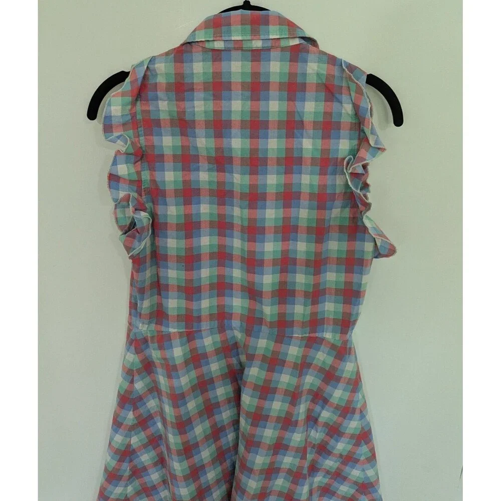 Kate Spade New York Blue & Pink Madras Poplin Shirt Dress, Size 6 100% Cotton